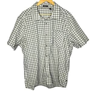 Toad & Co. Horny Toad Gray Checker Texture Short Sleeve Button Down Men Shirt XL